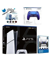 Sony Playstation 5 Slim Digital with Extra Chroma Indigo Controller, Fps Grip Kit and MightySkins Decal Voucher + 1 Year Cps Extended Warranty