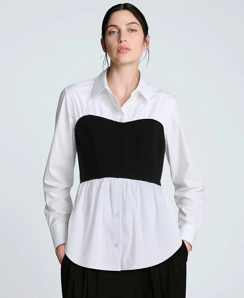Kenneth Cole Juniors' Poplin Bustier-Style Shirt
