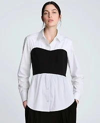Kenneth Cole Juniors' Poplin Bustier-Style Shirt