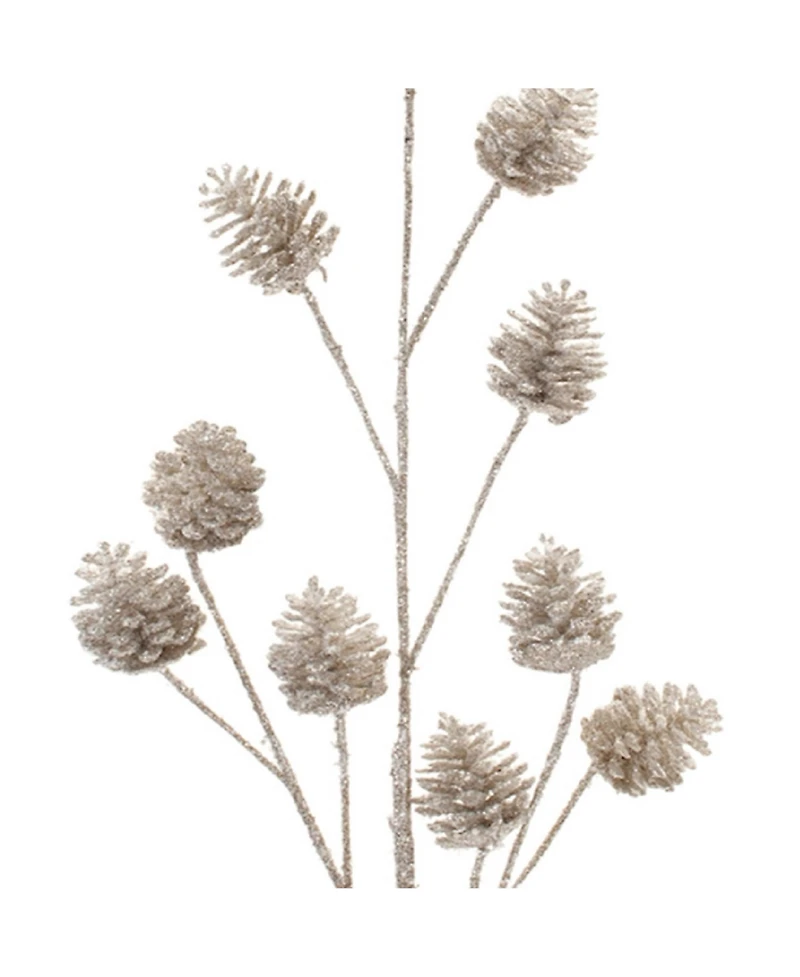 Set of 6 Glitter Pine Cone Sprays Perfect for Holiday and Winter Decor
