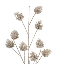 Set of 6 Glitter Pine Cone Sprays Perfect for Holiday and Winter Decor