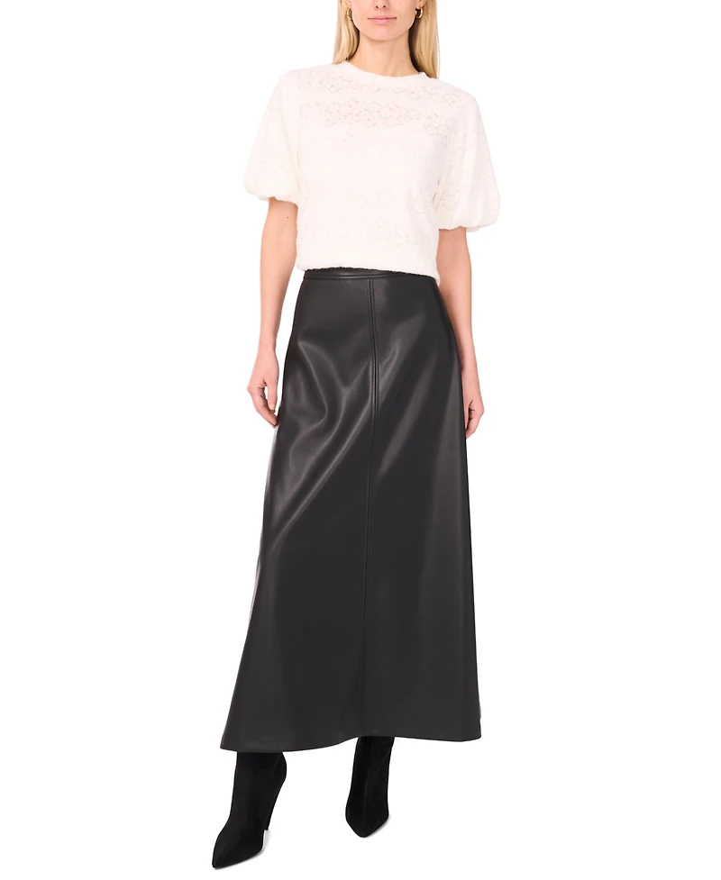 Vince Camuto Women's Puff Sleeve Crewneck Top