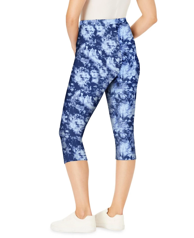 Woman Within Women's Stretch Cotton Printed Pocket Capri Legging