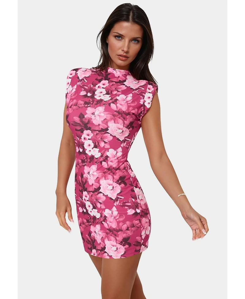 Bebe Women's Padded Shoulder Mini Dress