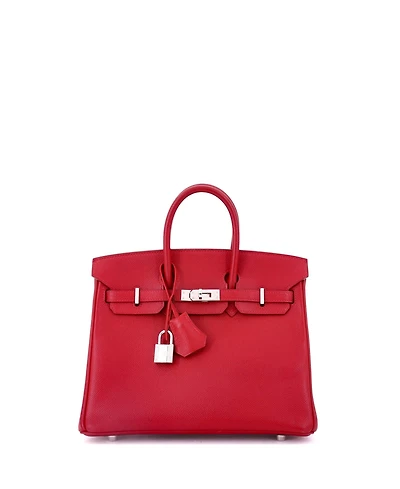 Pre-Owned Hermes Birkin 25 Handbag Red Epsom with Palladium Hardware