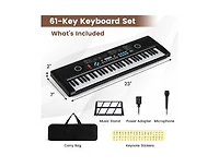 61-Key Portable Electric Keyboard Piano for Beginners – Black