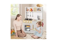 Kids Kitchen Playset with Lights, Sounds, Microwave & Stove – White