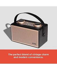RadioShack 80W Gold Bluetooth Retro Speaker with Microphone Input Type C Charging Cable With Vintage Charm and Modern Sound 4001973