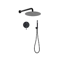Rainsken 10" Matte Black Roud Rain Shower head and Handheld Shower Head Set