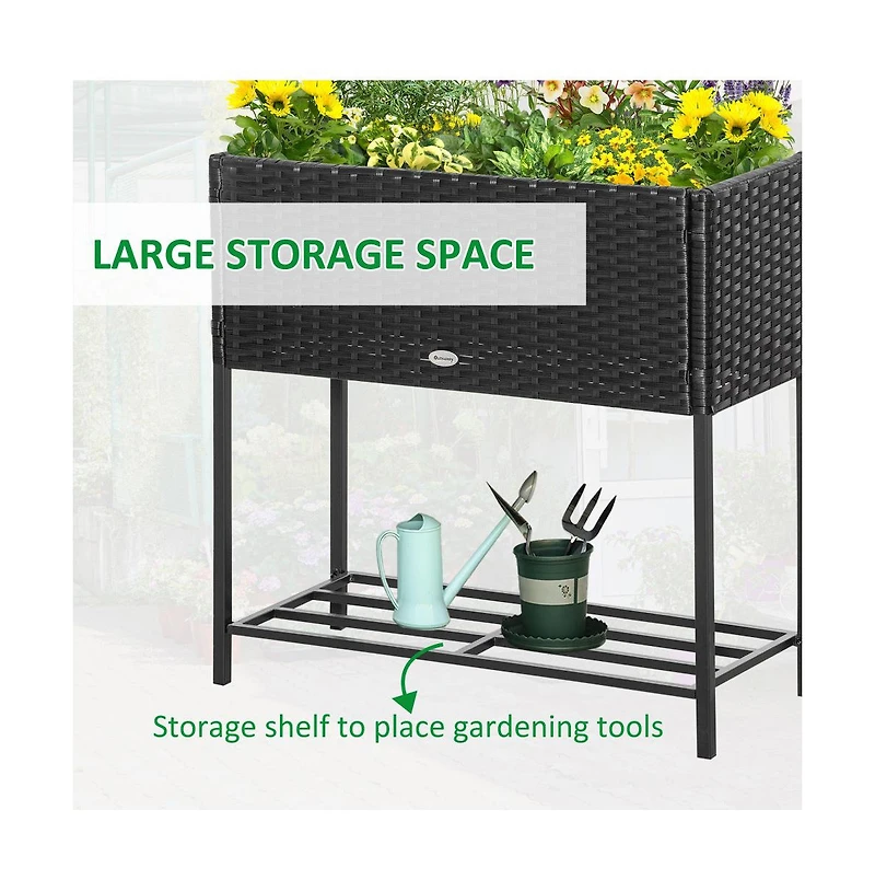 Chic Crate Chic Crate Outsunny Elevated Planter Box with Rattan Look