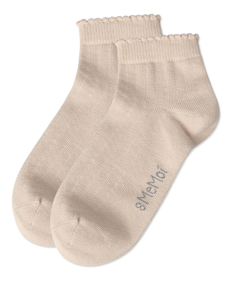 Memoi Little Girls Ditsy Floral Scalloped Cuff Anklet Sock
