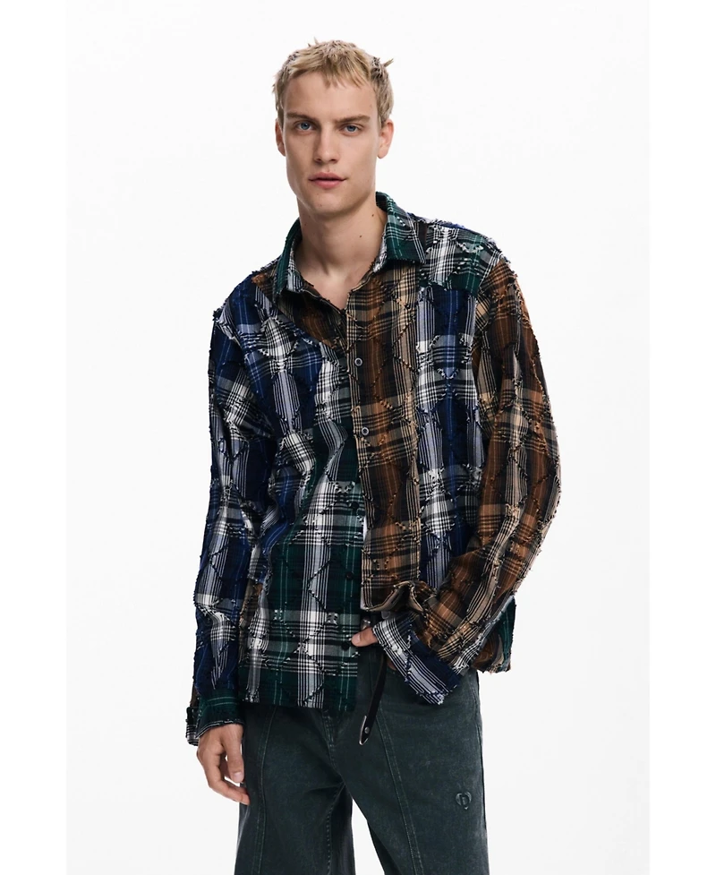 Desigual Men's Embroidered checks shirt