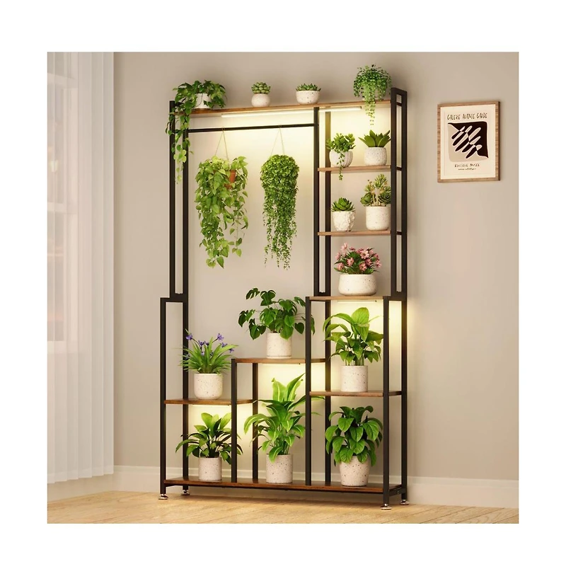 Chic Crate 71 Indoor Plant Stand with Grow Light 8 AeTier Heavy AeDuty Metal Shelf for Living Room, Balcony & Garden