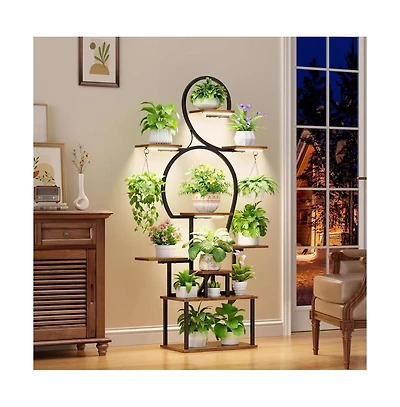 Chic Crate 63" Tall Indoor Plant Stand with Grow Light, 9-Tier Metal Shelf for Multiple Plants & Living Room