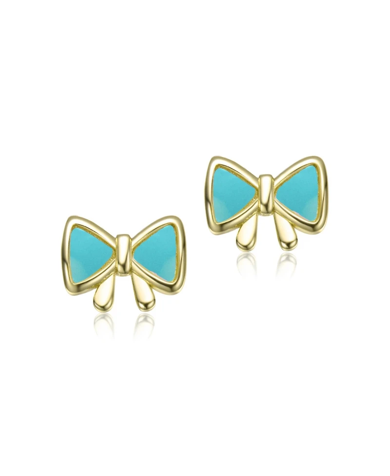 GiGiGirl 14K Gold Plated Bow Design Stud Earrings For Kids