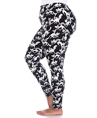 White Mark Plus Cat Print Legging Pants, 2-Pack