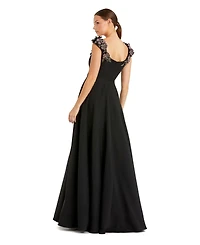Mac Duggal Women's Crepe Sleeveless Ballgown With Rhinestone Flowers