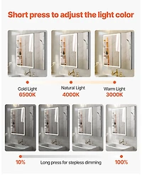 Slickblue Lighted Medicine Cabinet with Hd Tempered Glass Mirror Recessed Wall