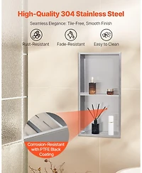 Slickblue Stainless Steel Shower Niche Recessed Wall Shelf for Bathroom Storage