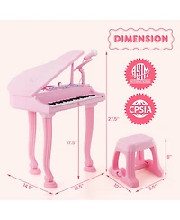 37-Key Kids Piano Keyboard with Stool and Lid – Pink