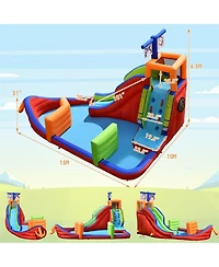 6-in-1 Pirate Ship Waterslide Inflatable Castle with Water Guns & 735W Blower