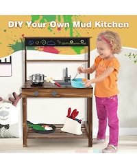 Outdoor Mud Kitchen for Kids with Rotatable Faucet & Removable Sink