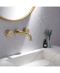 Greenspring Two-Handle Wall Mounted Bathroom Faucet in Brushed Gold