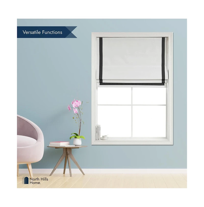 Shadisfy Cordless Pull Down 100% Blackout Roman Shade with Ribbon Border 30"x64"