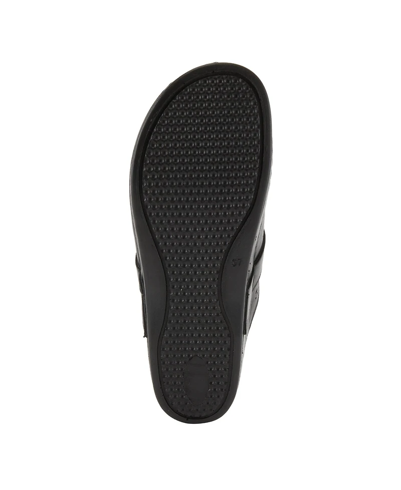 Spring Step Lilybean Leather Perforated Clogs with Floral Applique and Open Back