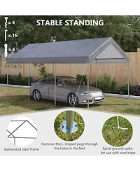 Outsunny 20' x 10' Height Adjustable Carport Patio Storage Shelter