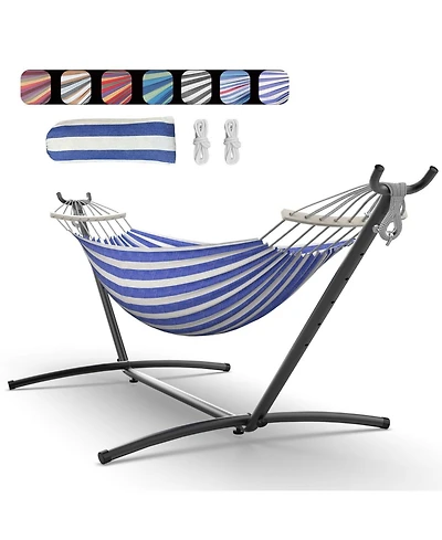 Heavy-Duty Steel Stand Double Hammock: Portable, Easy Assembly