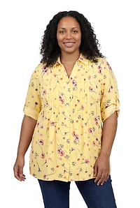 Woman Within Plus Rayon 7-Day Pintucked Tunic Blouse