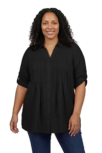 Woman Within Plus Rayon 7-Day Pintucked Tunic Blouse