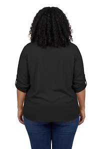 Woman Within Plus Rayon 7-Day Pintucked Tunic Blouse