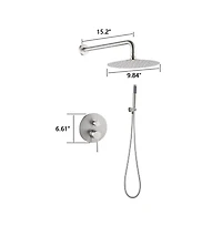Rainsken Wall Mounted Round Shower Combo Set with 10" Rain Shower Head and Handheld Shower Head Set with Pressure Balancing Valve, Silver