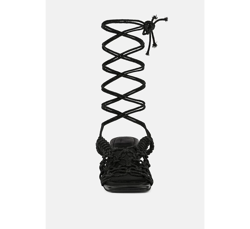 Womens Beroe Braided Handcrafted Lace Up Sandal