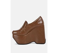 Gilliam Womens High Platform Wedge Loafers