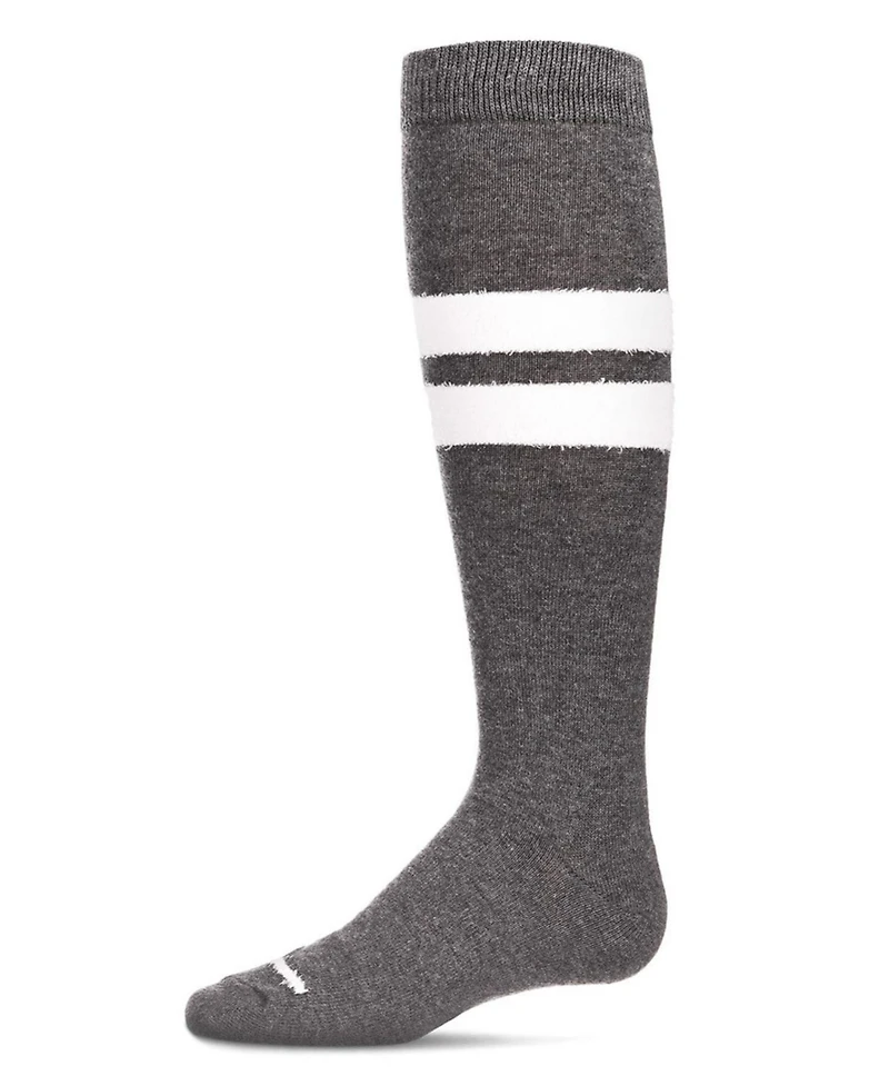 Memoi Little Girls Fuzzy Stripe Cotton Blend Knee High Socks