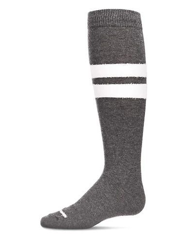 Memoi Little Girls Fuzzy Stripe Cotton Blend Knee High Socks