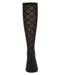 Memoi Girls Open Work Heart Knee High Socks