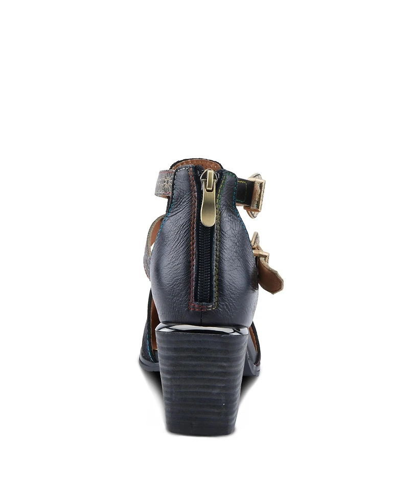 L Artiste Women s Daretobe Leather Shooties with Pointed Toe, Laser Cutouts, Adjustable Straps & Back Zipper