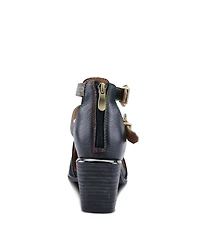 L Artiste Women s Daretobe Leather Shooties with Pointed Toe, Laser Cutouts, Adjustable Straps & Back Zipper