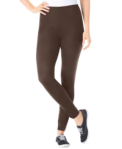 Woman Within Women's Stretch-Cotton Knit Pull-On Leggings
