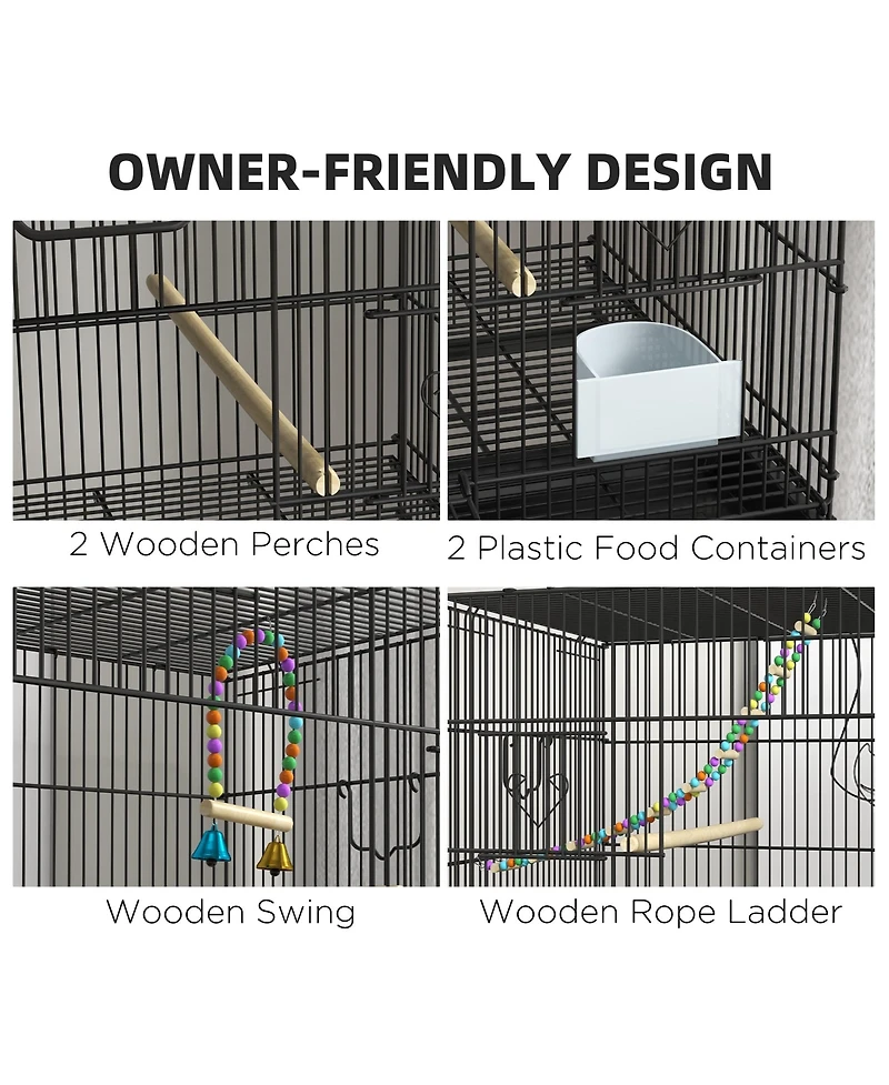 PawHut Double Stackable Bird Cage on Wheels w/ Sd for Canaries