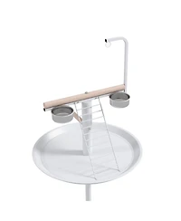 PawHut Bird Sd with Wheels, Perches, Feed Bowls, Round Tray for Parrot