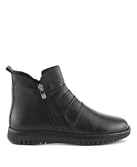 Spring Step Rosado Ruched Leather Bootie with Dual Zippers and Removable Insole