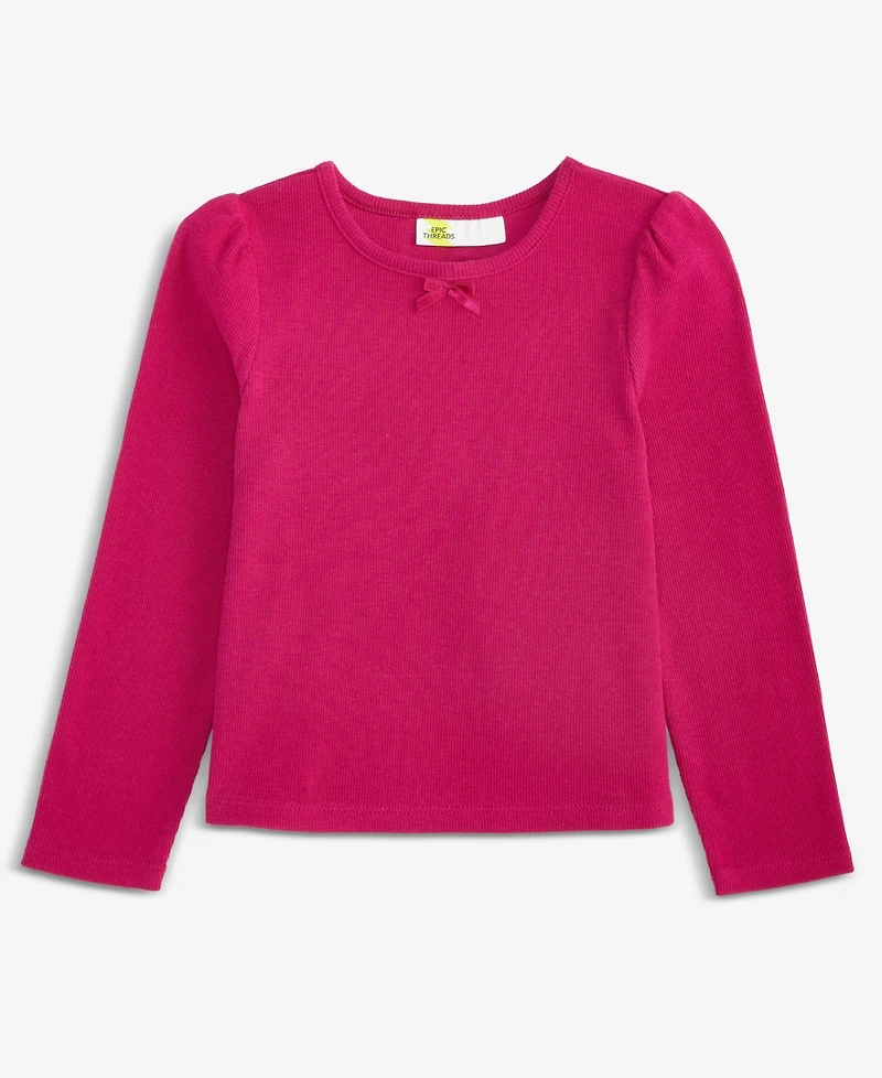 Epic Threads Girls Toddler 2T-4T Ribbed Puff-Sleeve T-Shirt, Macy's Exclusive