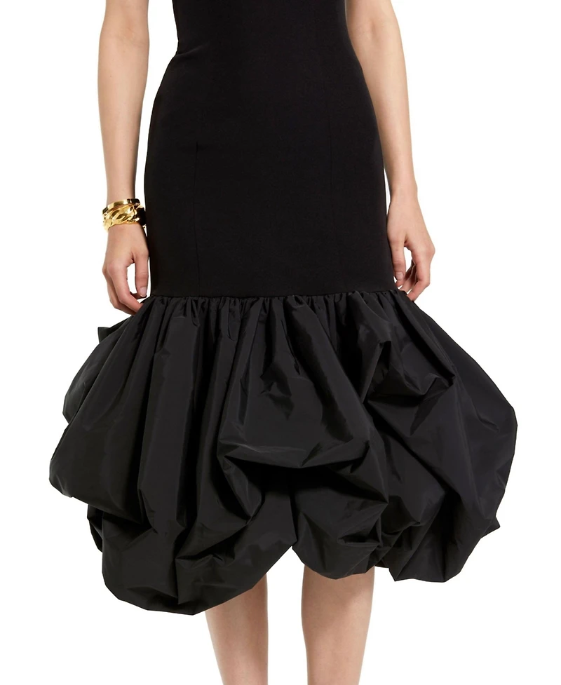 Mac Duggal Women's Crepe Strapless Midi Dress With Taffeta Bubble Hem