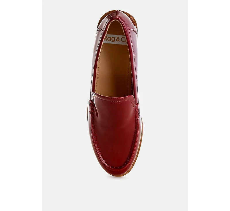 Corleone Pleather Stacked Heel Loafers Women