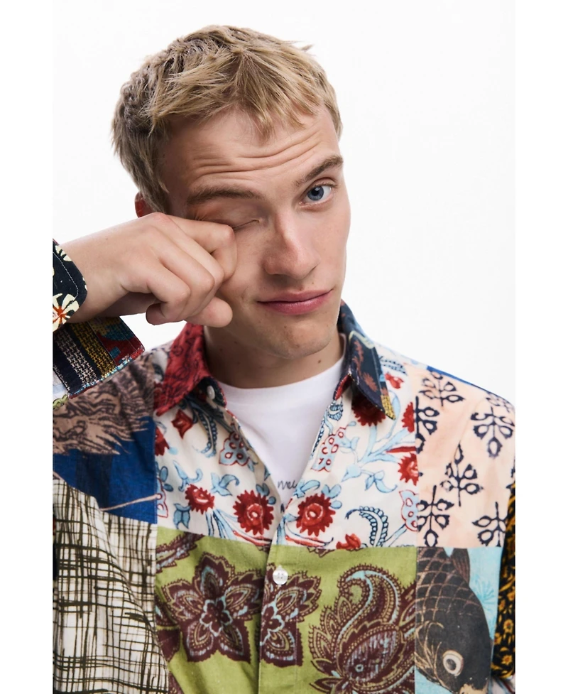 Desigual Men's Patch-effect carp shirt